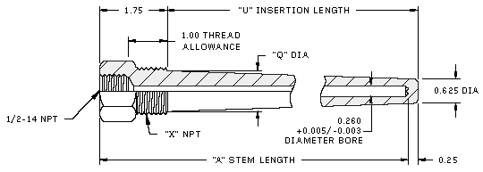 Thermowell - Type H - Heavy Duty, No Lag